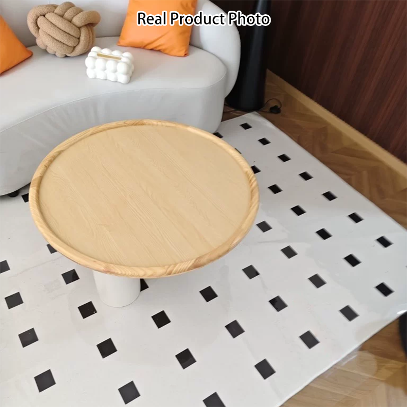 Moderner minimalistischer runder Couchtisch aus umweltfreundlichem Holzwerkstoff mit 4 Beinen für das Wohnzimmer 