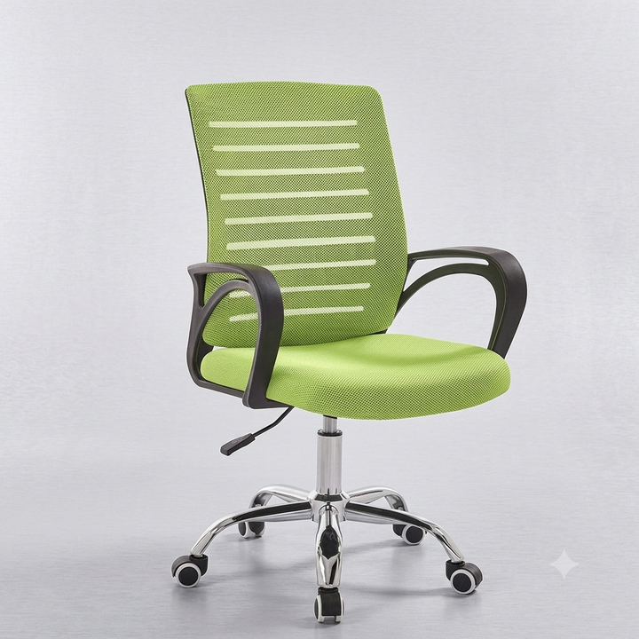 Contemporary Simplicity Breathable Mesh Fabric Upholstered Height Adjustable Swivel Desk Chair Metal Casters For Home Office