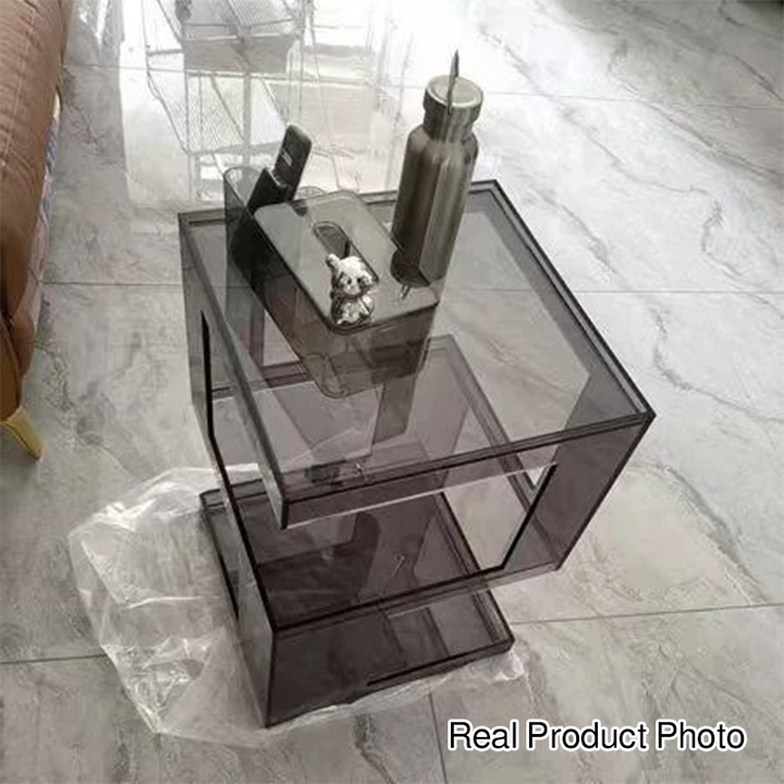 Modern Minimalist Square Acrylic Side Table 3-Tier For Living Room