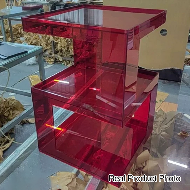 Modern Minimalist Square Acrylic Side Table 3-Tier For Living Room
