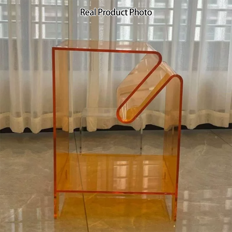 Moderner minimalistischer quadratischer Beistelltisch aus Acryl, 2-stöckig, für das Wohnzimmer 