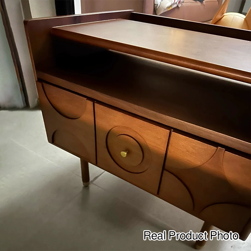 Moderner rechteckiger Nachttisch im Mid-Century-Stil aus Kiefernholz, Sperrholz und Aluminium mit 1 Schublade für das Schlafzimmer 