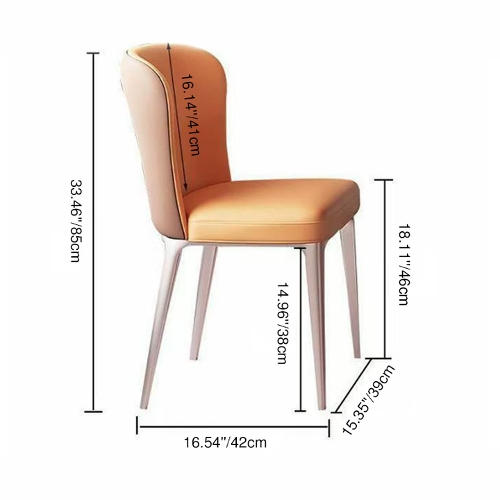 Chaise de salle à manger contemporaine scandinave à dossier rectangulaire en cuir microfibre et acier inoxydable pour la salle à manger 