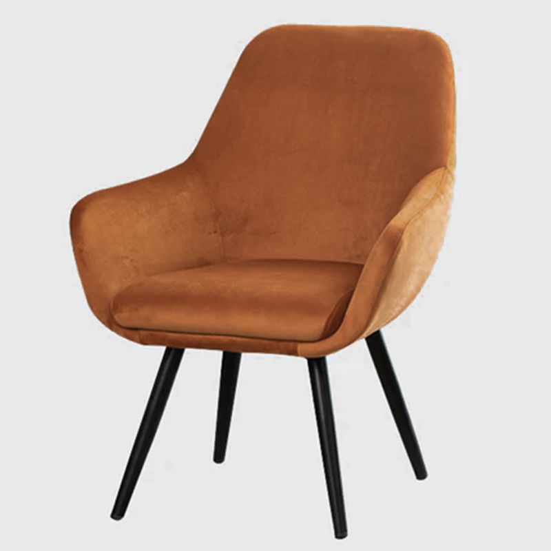 Moderner minimalistischer Esszimmerstuhl im Wrap-Stil aus Sperrholz, Eisen, Samt und PU-Leder mit Rückenlehne für das Esszimmer 