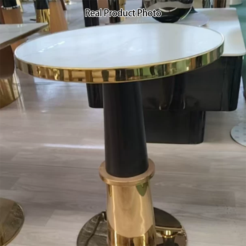 Moderner luxuriöser runder Couchtisch aus Steinplatte und Edelstahl, 1 Ebenen, für das Wohnzimmer 