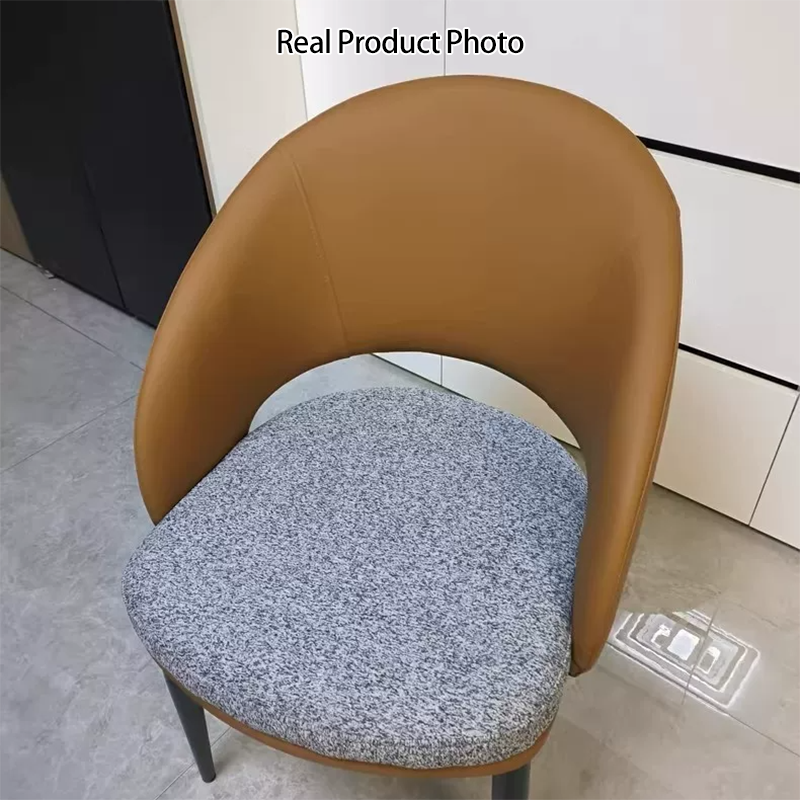 Modern Luxury Square Carbon Steel Faux Leather Foam Dining Chair Backrest For Dining Room