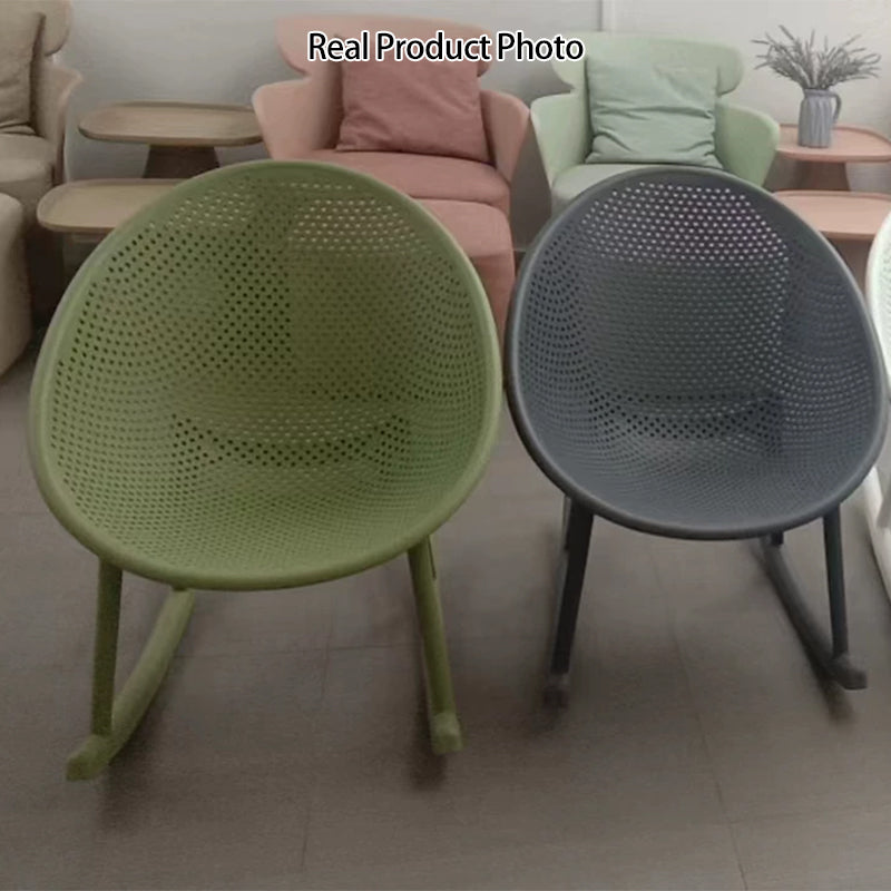 Chaise ovale créative contemporaine en plastique PP avec dossier et accoudoirs pour salon 