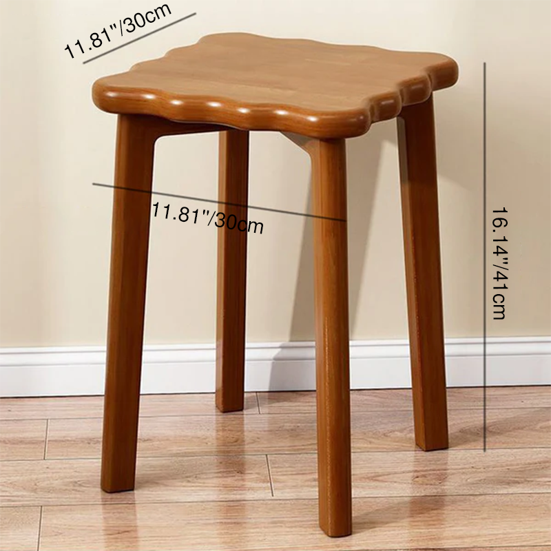Contemporary Simplicity Square Biscuit Rubberwood Stackable Low Stool For Living Room