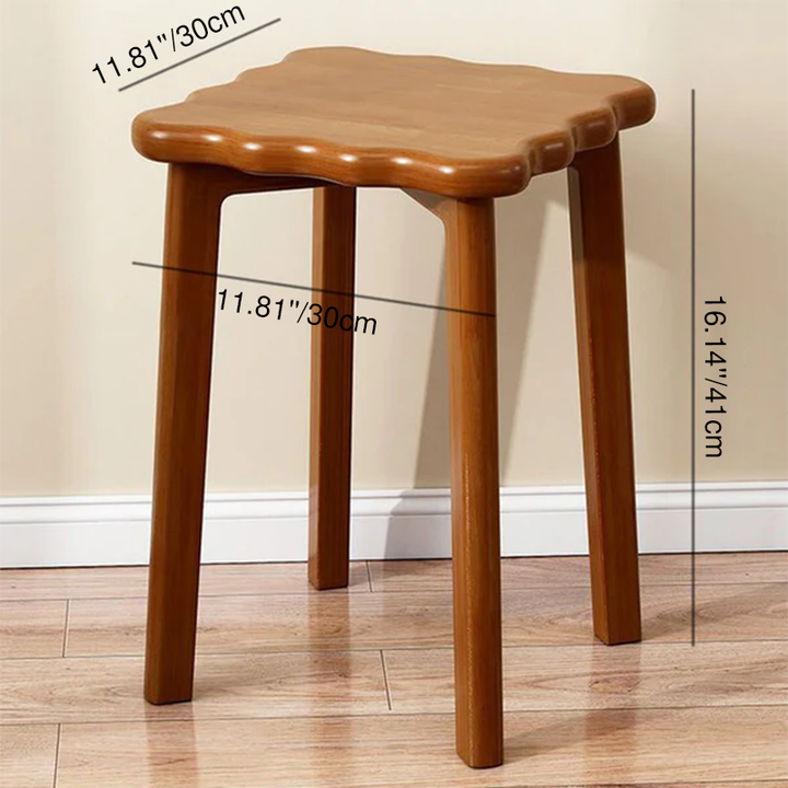 بساطة معاصرة، مقعد منخفض مربع من خشب المطاط قابل للتكديس لغرفة المعيشة 
