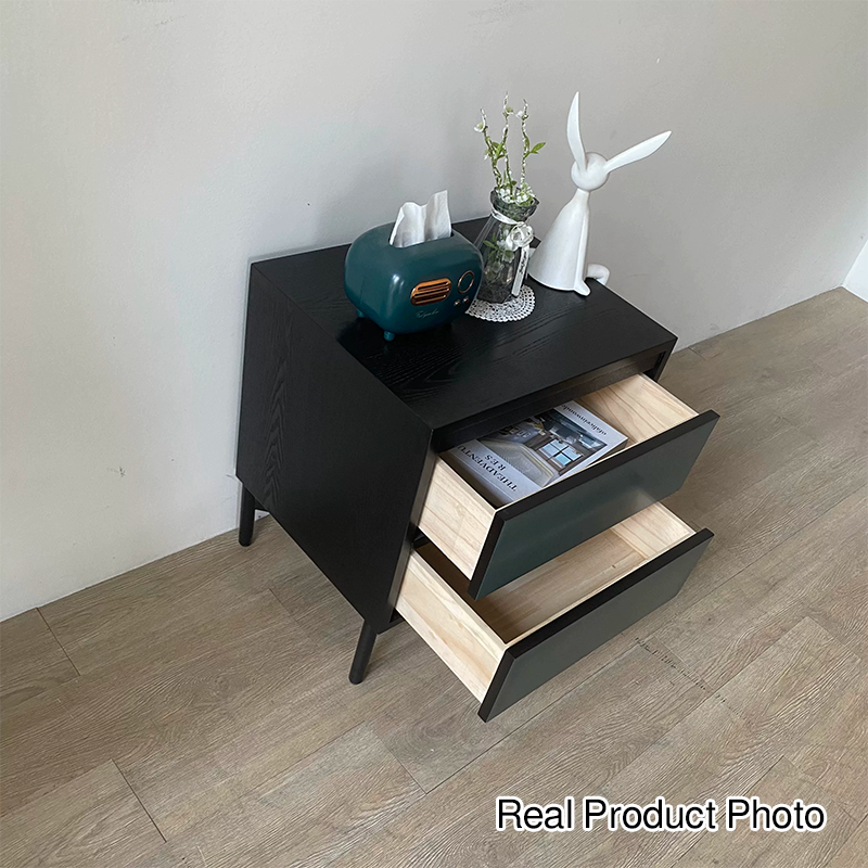 Moderner Shabby-Chic-Nachttisch mit abnehmbarer rechteckiger Tischplatte aus Sperrholz, Beschlägen und Holzfurnier, 2 Schubladen, für das Schlafzimmer 
