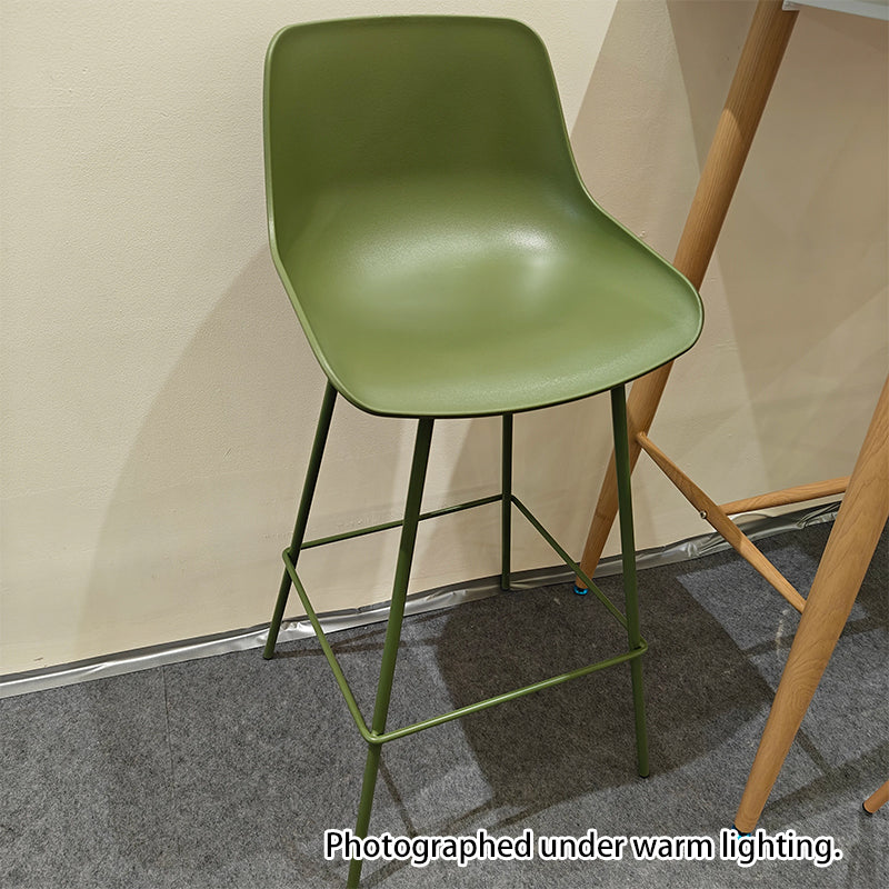 Simplicité Contemporaine Tabouret de Bar en Plastique Courbé Couleur Unie avec Dossier et Repose-pieds pour Salle à Manger 