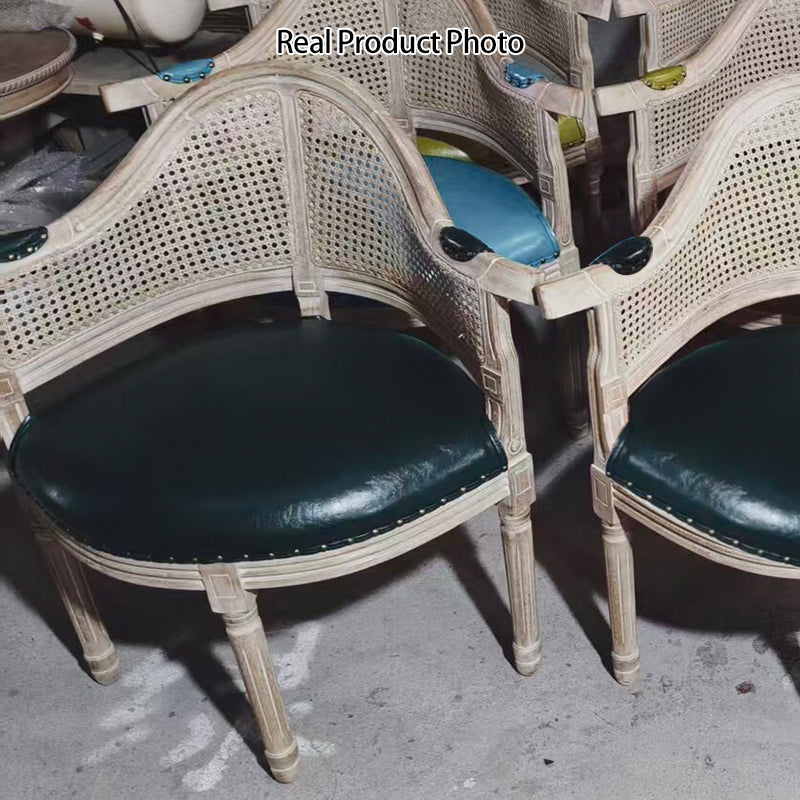 Chaise de salle à manger en cuir véritable européen traditionnel en bois massif avec dossier arc pour salle à manger 