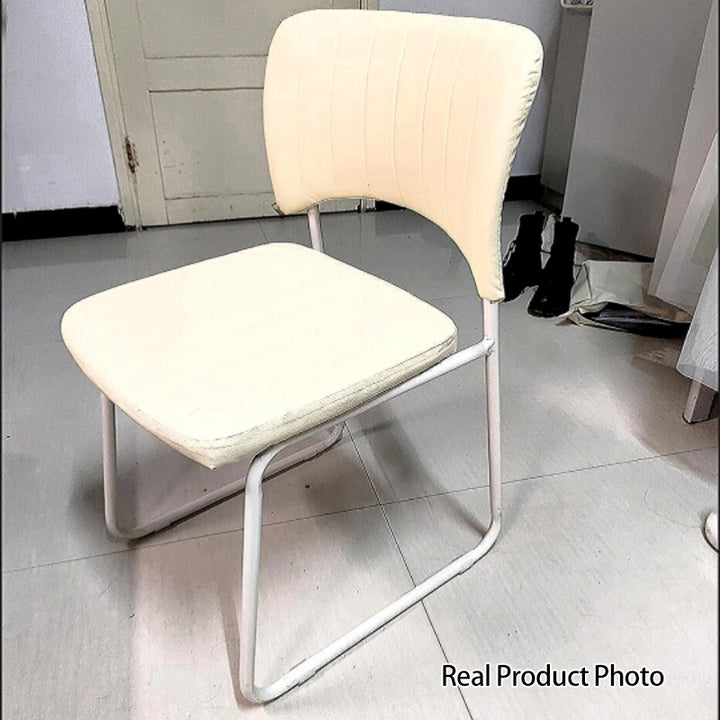 Tabouret de coiffeuse empilable avec dossier en cuir artificiel carré scandinave contemporain et cadre en acier au carbone pour chambre 
