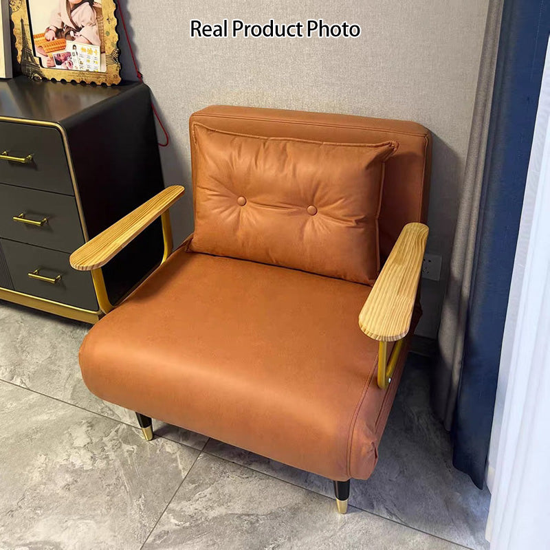 Contemporary Luxury Square Synthetic Fabric Upholstered Collapsible Accent Chair Convertible Sofa For Living Room