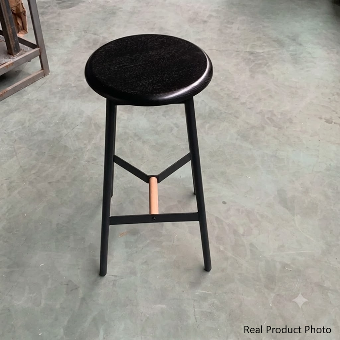 Moderner minimalistischer runder Barhocker aus MDF und Eisen für das Esszimmer 