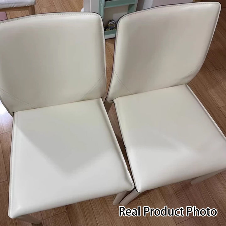 Modern Minimalist Square Rectangular Faux Saddle Leather Carbon Steel Dining Chair Backrest Armless For Dining Room &amp; Kitchen