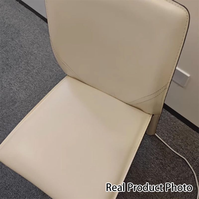 Modern Minimalist Square Rectangular Faux Saddle Leather Carbon Steel Dining Chair Backrest Armless For Dining Room &amp; Kitchen