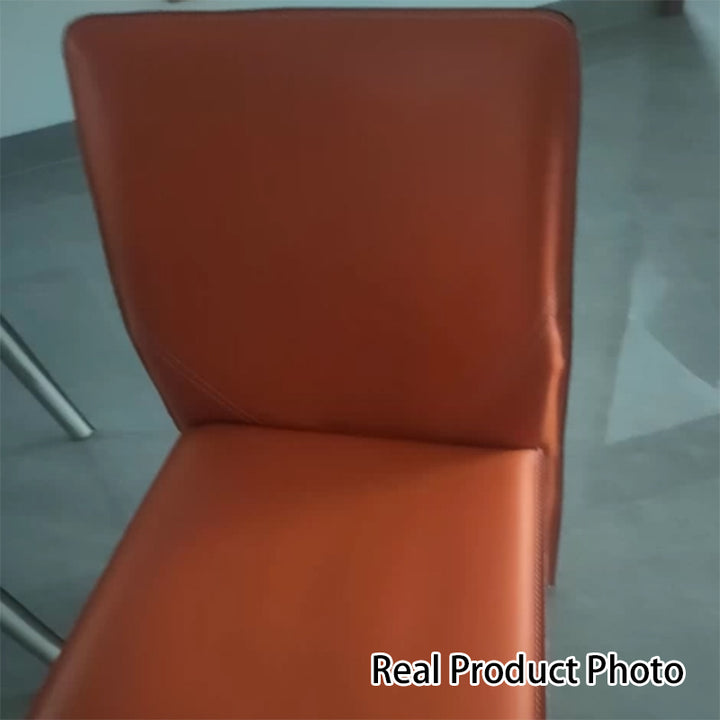 Modern Minimalist Square Rectangular Faux Saddle Leather Carbon Steel Dining Chair Backrest Armless For Dining Room &amp; Kitchen