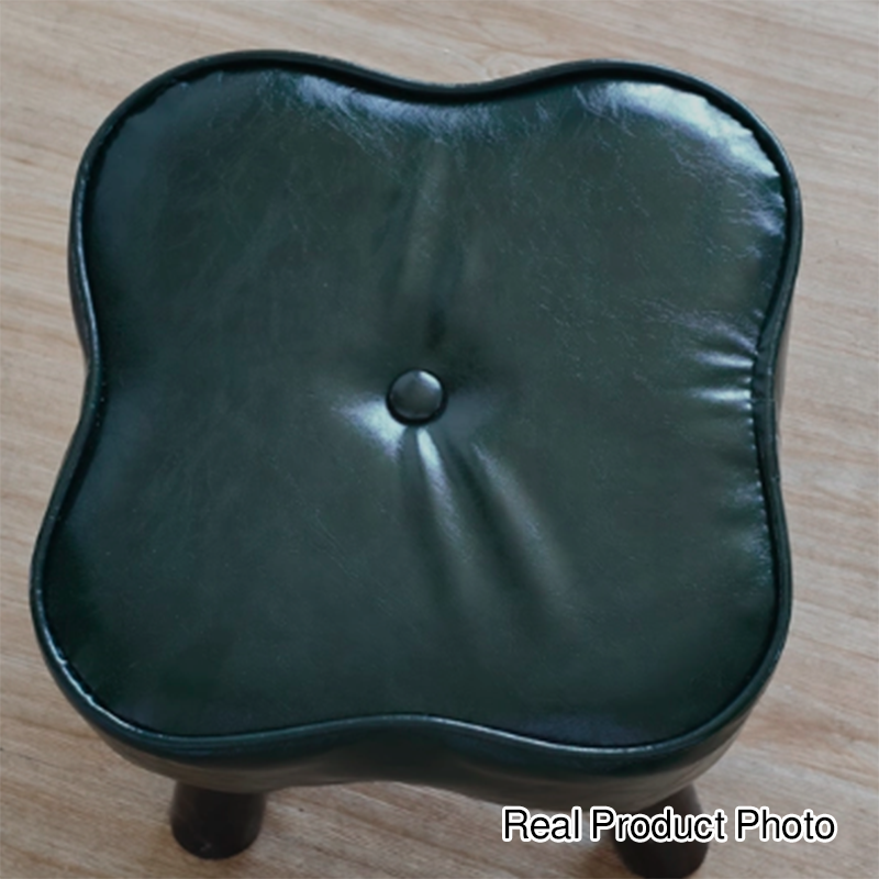Moderner kreativer niedriger Hocker in Blütenform aus Kunstleder in Öl-Wachs-Optik, Massivholz und Schwamm, ohne Rückenlehne und Armlehnen, für das Wohnzimmer 