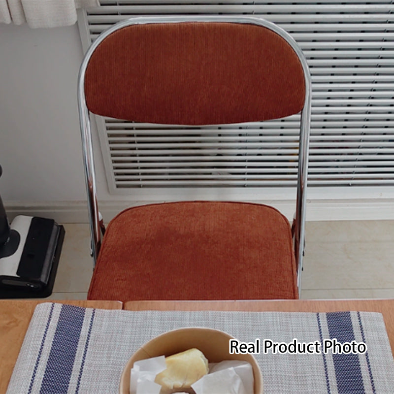 Chaise de salle à manger pliante sans accoudoirs au dossier incurvé en fer mousse côtelée minimaliste moderne pour salle à manger 