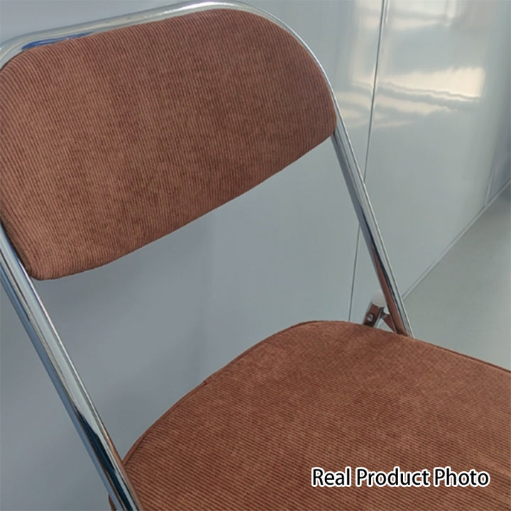 Chaise de salle à manger pliante sans accoudoirs au dossier incurvé en fer mousse côtelée minimaliste moderne pour salle à manger 