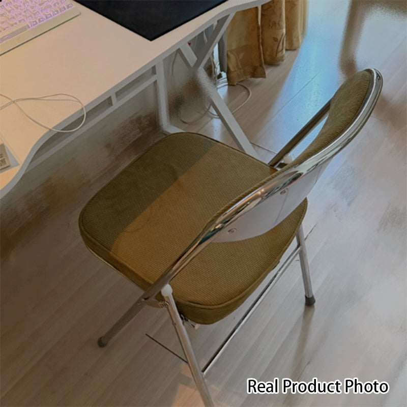 Chaise de salle à manger pliante sans accoudoirs au dossier incurvé en fer mousse côtelée minimaliste moderne pour salle à manger 