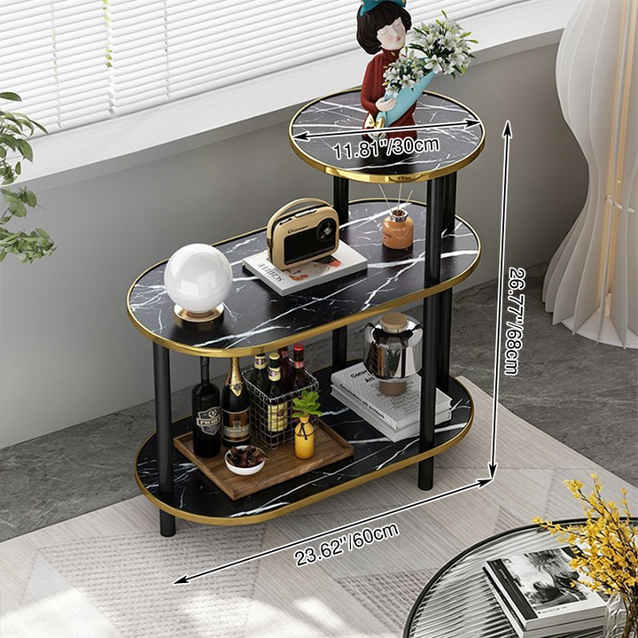Table d'appoint mobile à 2 niveaux en MDF et bois de pin, ellipse minimaliste moderne, pour salon 