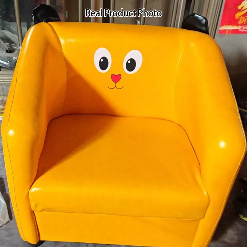 Contemporary Creative Kids Faux Oil-Waxed Leather Plywood Cartoon Animal Shaped Accent Chair Backrest Armrest For Living Room