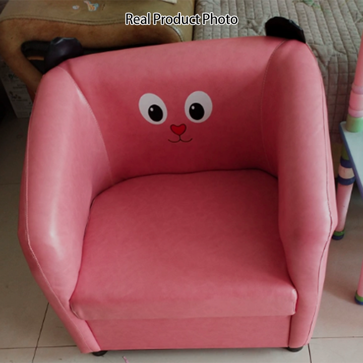 Contemporary Creative Kids Faux Oil-Waxed Leather Plywood Cartoon Animal Shaped Accent Chair Backrest Armrest For Living Room