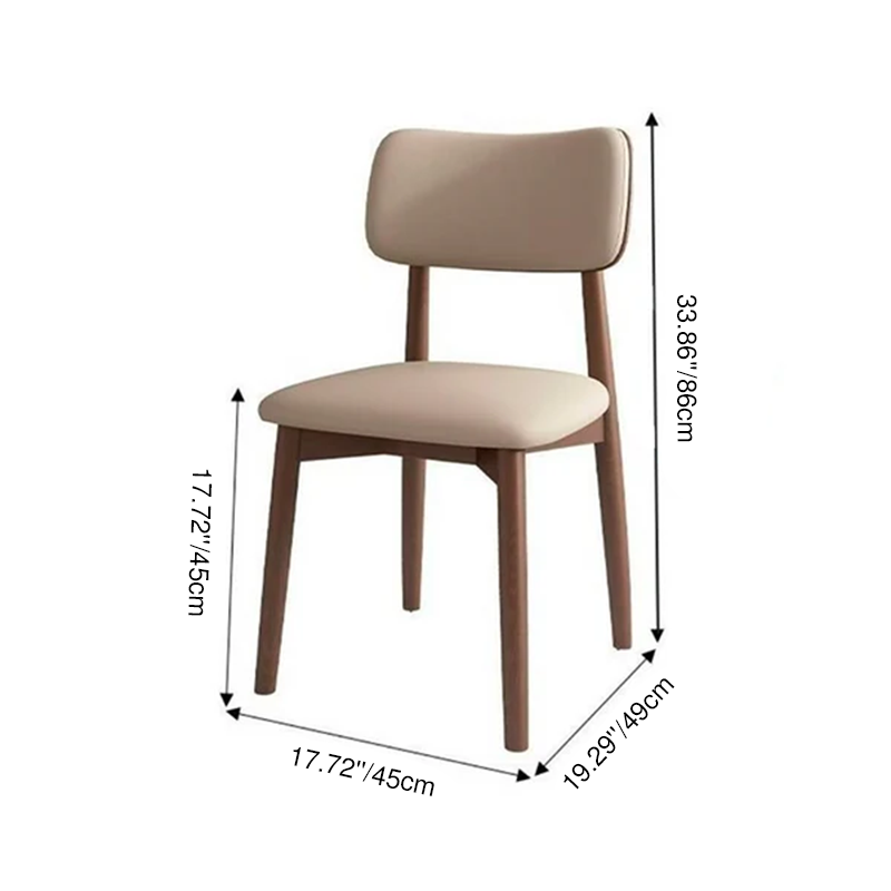 Traditional Vintage Faux Leather Rubberwood Sponge Curve Dining Chair Backrest Armless For Dining Room