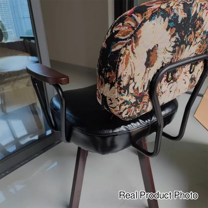 Chaise de bureau pivotante avec dossier et accoudoirs en cuir ciré à l&