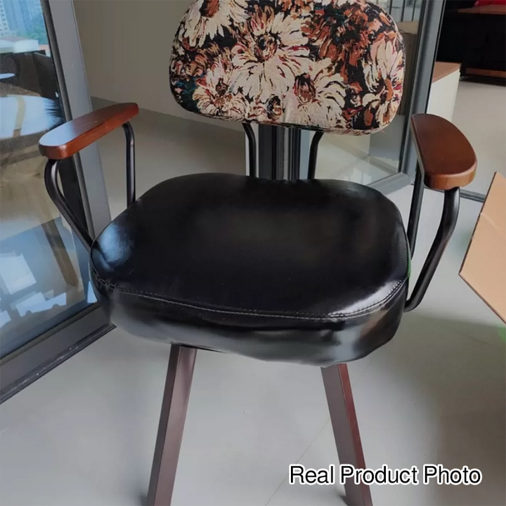 Chaise de bureau pivotante avec dossier et accoudoirs en cuir ciré à l&