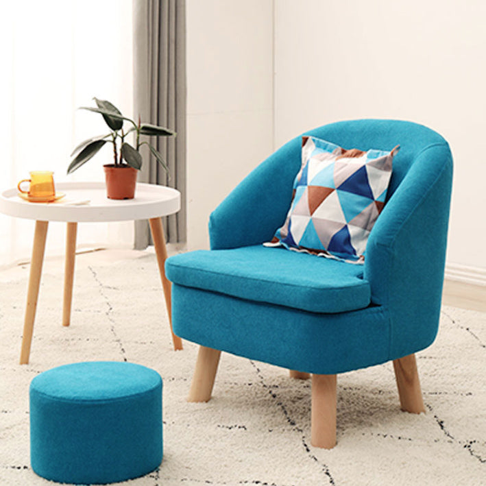 Contemporary Scandinavian Pine Wood Rubberwood Cotton Linen Sponge Curved Sofa Backrest Armrest For Living Room