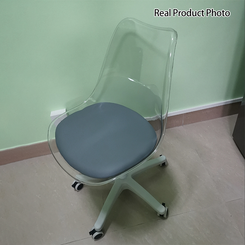 Moderner minimalistischer Schreibtischstuhl aus PU-Leder, Acryl und Kunststoff mit mittlerer Rückenlehne, drehbar, höhenverstellbar, rückenlehnenlos für das Home Office 