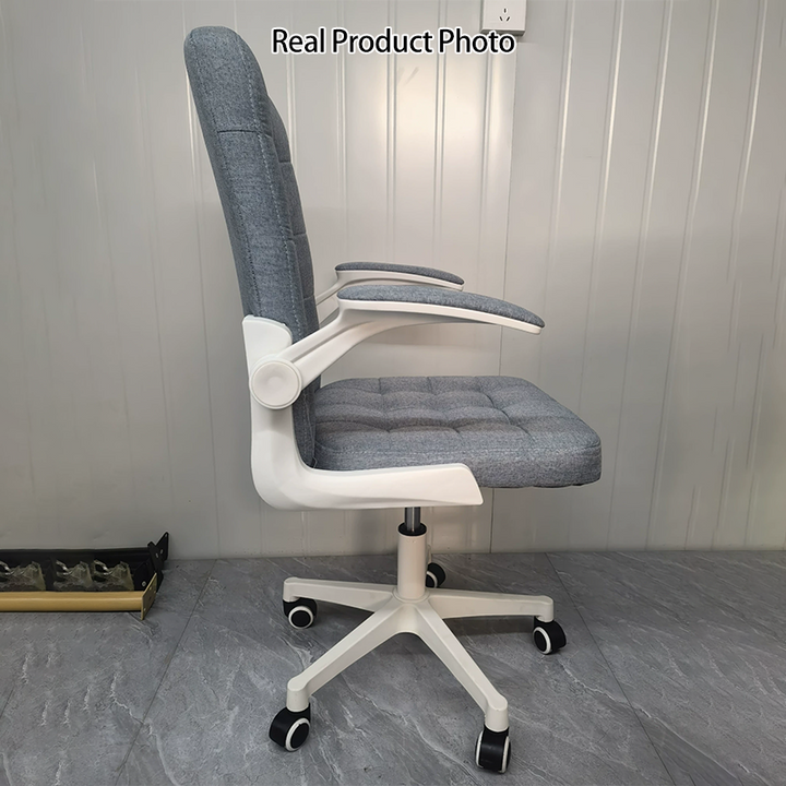 Modern Minimalist Linen MDF Plastic Metal Mid-Back Swivel Height Adjustable Desk Chair Backrest Armrest For Home Office