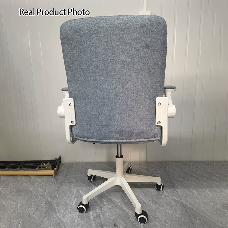 Modern Minimalist Linen MDF Plastic Metal Mid-Back Swivel Height Adjustable Desk Chair Backrest Armrest For Home Office