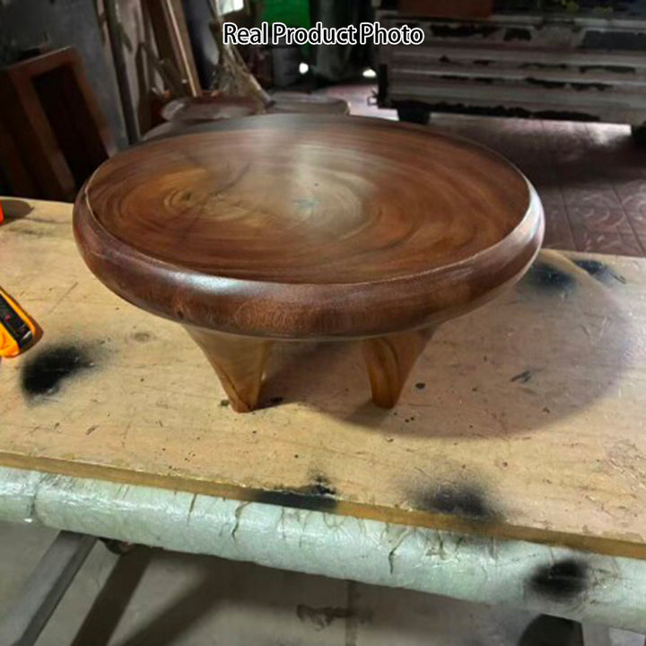 Mesa de centro japonesa tradicional redonda/cuadrada de nogal de 1 nivel para sala de estar 
