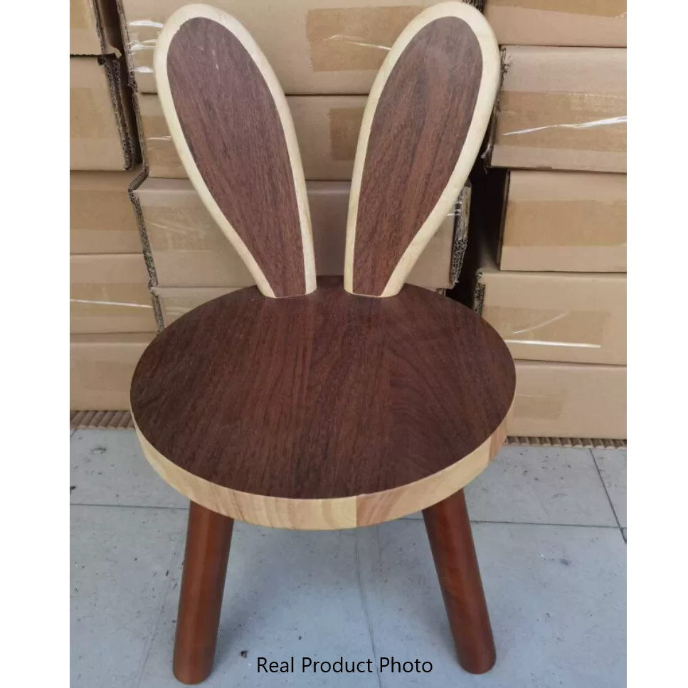 Tabouret bas en bois massif à plusieurs couches, forme de lapin, créatif contemporain pour enfants, sans accoudoirs, avec dossier, pour salon 