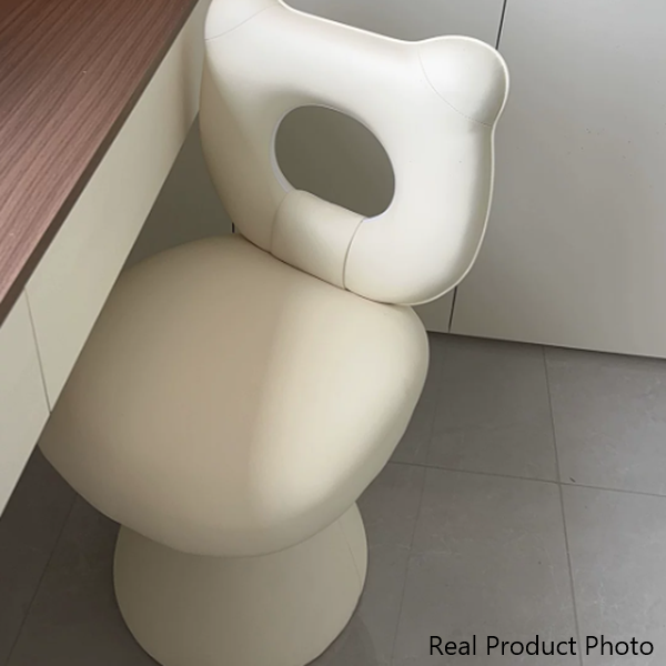 Moderner kreativer Schminkhocker in Bärenform aus Kunstleder mit Sperrholzrahmen, Schaumstoffpolsterung, Drehfunktion, Rückenlehne und ohne Armlehnen für das Schlafzimmer 