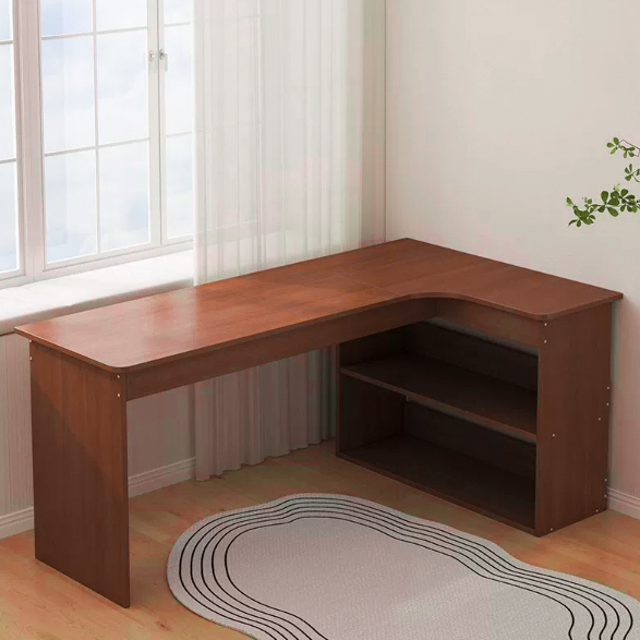 Modern Minimalist L-Shaped Rectangular Medium Density Fiberboard Desk 3-Tier For Bedroom