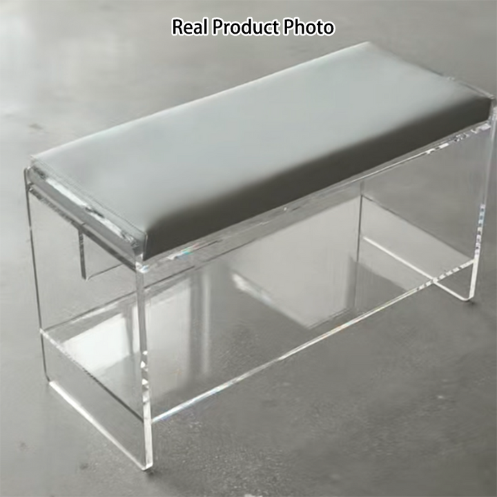 Taburete rectangular moderno minimalista de cuero sintético acrílico con esponja para sala de estar 