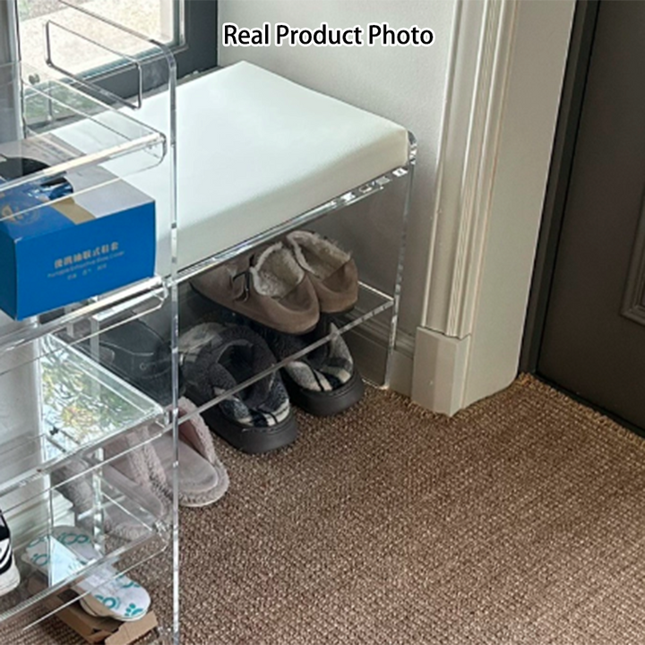 Taburete rectangular moderno minimalista de cuero sintético acrílico con esponja para sala de estar 