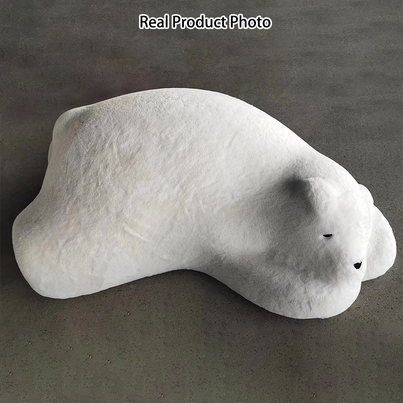 Canapé paresseux en velours avec dossier en bois et coton pour enfants créatifs contemporains, ours polaire, pour chambre à coucher 