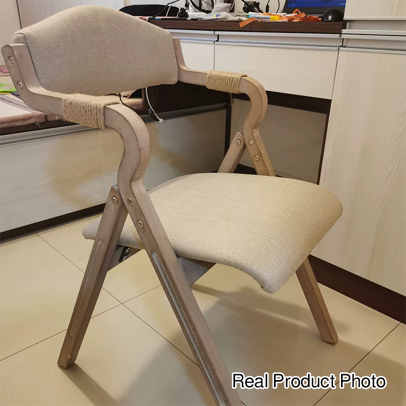 Modern Minimalist Curved Bent Plywood Fabric Upholstered PU Leather Linen Dining Chair Foldable Backrest Armrest For Living Room