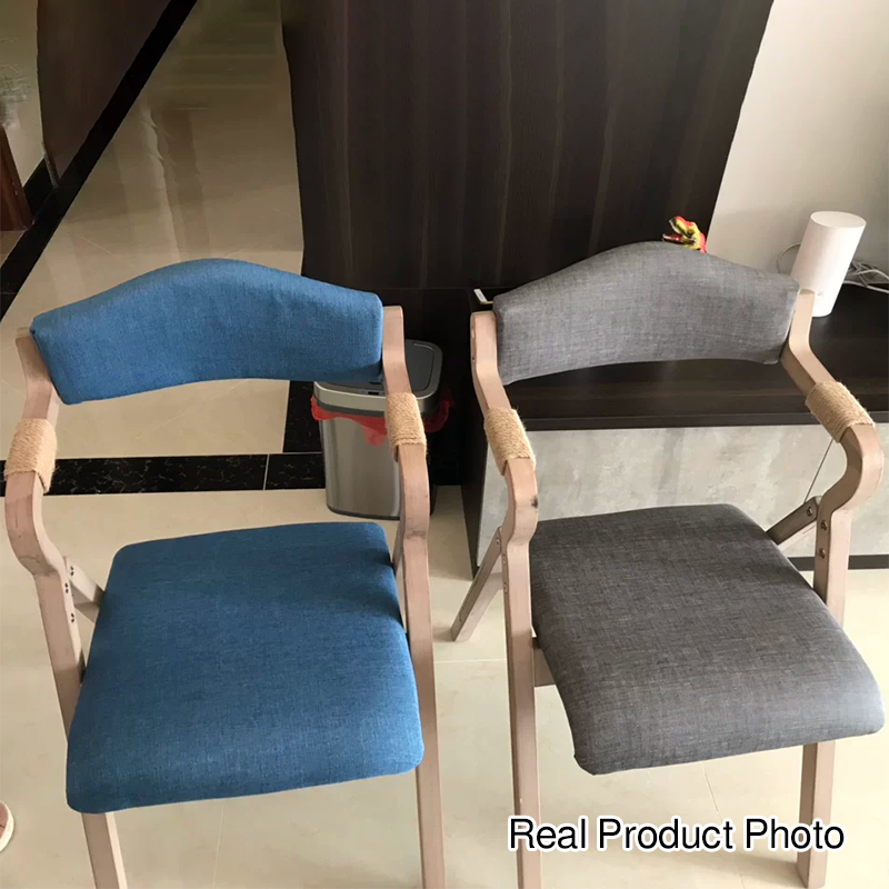 Modern Minimalist Curved Bent Plywood Fabric Upholstered PU Leather Linen Dining Chair Foldable Backrest Armrest For Living Room