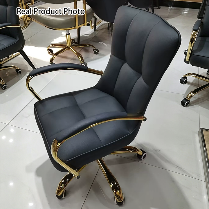 Modern Luxury Liftable Swivel Rectangular Square Faux Leather Carbon Steel Desk Chair Backrest Armrest For Home Office