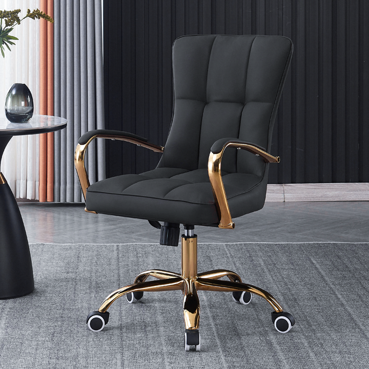 Modern Luxury Liftable Swivel Rectangular Square Faux Leather Carbon Steel Desk Chair Backrest Armrest For Home Office