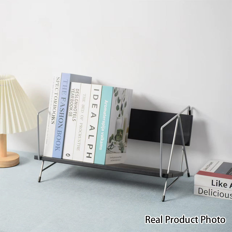 Modern Minimalist Rectangular Solid Wood Iron Bookshelves 4-Leg For Home Office