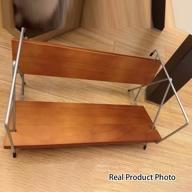 Modern Minimalist Rectangular Solid Wood Iron Bookshelves 4-Leg For Home Office
