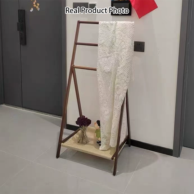 Estructura Triangular Minimalista Moderna con Bordes Redondeados Estante de Exhibición de Bambú para Sala de Estar 